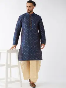 VASTRAMAY Woven-Design Straight Kurta With Dhotipants