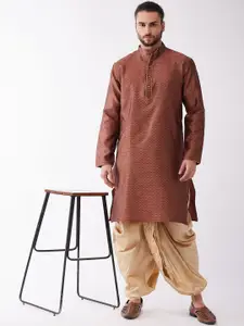VASTRAMAY Woven Design Mandarin Collar Straight Kurta With Dhotipants