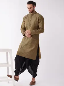 VASTRAMAY Woven Design Mandarin Collar Straight Kurta With Dhotipants