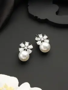 Saraf RS Jewellery Silver-Plated Beaded Studs Earrings