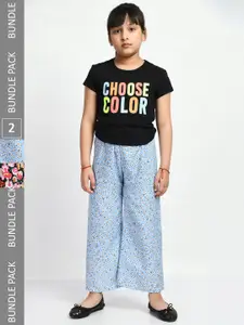 IndiWeaves Girls Pack of 2 Floral Printed Lounge Pants
