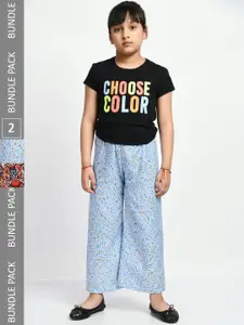 IndiWeaves Girls Pack of 2 Digital Floral Printed Lounge Pants