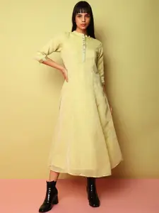 Indifusion Mandarin Collar A-line Maxi Ethnic Dresses