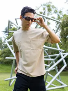 UNRL Self Design Drop Shoulder Boxy Fit Polo Collar T-Shirt
