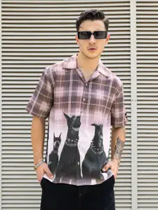 UNRL Graphic Printed Cuban Collar Relaxed Fit Casual Shirt