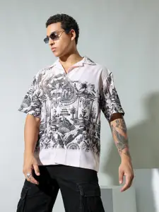 UNRL Relaxed Graphic Printed Casual Shirt