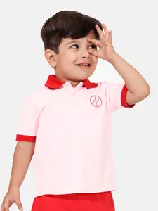 Whistle & Hops Boys Shirt Collar Pure Cotton T-shirt with Shorts