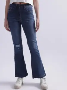 ELLE Women Bootcut Low Distress Light Fade Clean Look Jeans