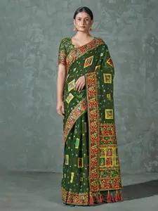 MONJOLIKA FASHION Ethnic Motifs Woven Design Silk Cotton Jamdani Saree