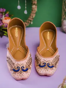 Anouk Women Rose Gold Coloured Ethnic Embellished Mojaris