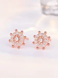Shining Diva Fashion Rose Gold Plated Floral Studs