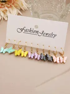 Shining Diva Fashion Set of 5 Gold-Plated Contemporary Studs Earrings