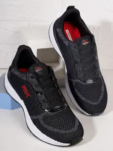 HRX by Hrithik Roshan Men Black & Grey Flyknit Mesh Marking Running Shoes