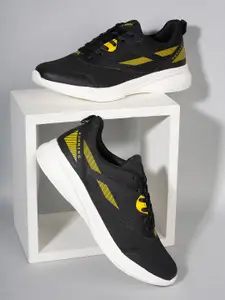 HRX by Hrithik Roshan Men Black & Yellow Flyknit Mesh Marking Running Shoes