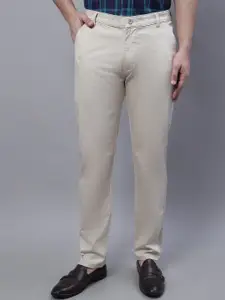 Rodamo Men Textured Self Design Slim Fit Cotton Trousers