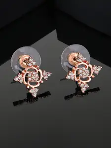 Estele Rose Gold-Plated Floral Studs Earrings