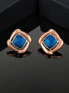 Estele Rose Gold-Plated Square Studs Earrings