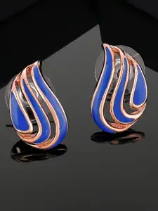 Estele Rose Gold-Plated Leaf Shaped Stud Earrings