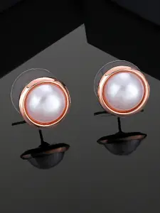 Estele Rose Gold-Plated Circular Studs Earrings