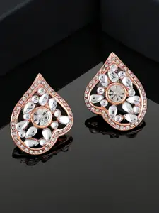 Estele Rose Gold-Plated Leaf Shaped Studs Earrings