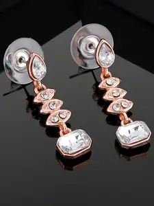 Estele Rose Gold-Plated Teardrop Shaped Drop Earrings