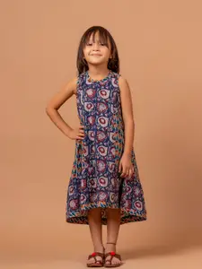 Sangria Ajrakh-Printed Pure-Cotton A-Line Dress