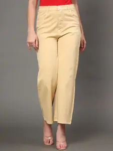 BAESD Women High-Rise Clean Look Relaxed Fit Cotton Cropped Jeans