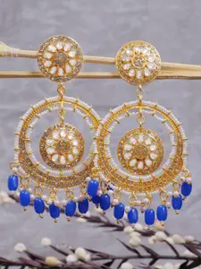 Crunchy Fashion Gold-Plated Artificial Stones & Beads Contemporary Chandbalis