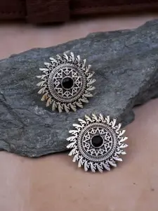 Crunchy Fashion Silver-Plated Contemporary Artificial Stones And Beads Studs Earrings