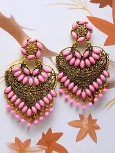 Crunchy Fashion Gold-Plated Heart Shaped Drop Earrings