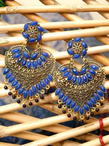 Crunchy Fashion Gold-Plated Artificial Stones & Beads Contemporary Chandbalis