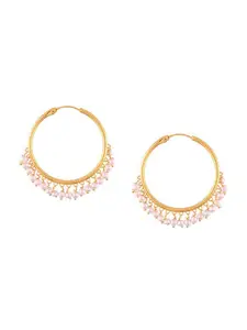 Crunchy Fashion Gold-Plated Artificial Stones & Beads Contemporary Hoop Earrings