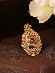 ANIKAS CREATION Gold-Plated Kundan-Studded Ring