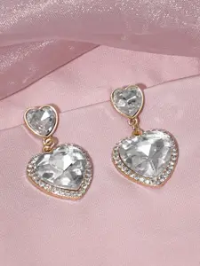 Rubans Gold-Plated Zircon Heart Shaped Drop Earrings