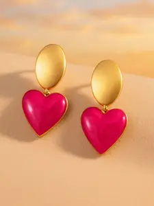 Rubans Voguish Gold-Plated Heart Shaped Drop Earrings