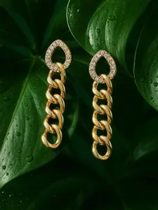 Rubans Voguish Gold-Plated Contemporary Drop Earrings