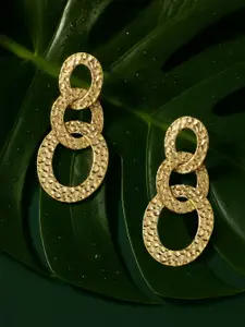 Rubans Voguish Gold-Plated Circular Drop Earrings