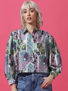 ONLY Onlpaige LS Shirt Collar Ethnic Motifs Printed Casual Shirt