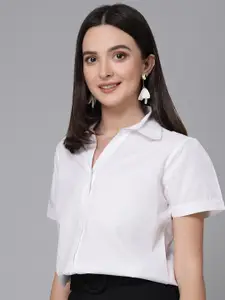 Style Quotient White Spread Collar Smart Cotton Formal Shirt