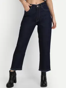 BAESD Women Navy Blue Jean Straight Fit Mid-Rise Jeans