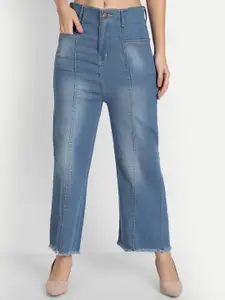 BAESD Women Jean Relaxed Fit High-Rise Clean Look Light Fade Cotton Jeans