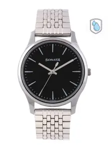 Sonata Essentials Men Black Analogue watch 77082SM01