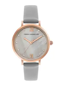 French Connection Women Embellished Dial & Leather Straps Analogue Watch FCN00065D