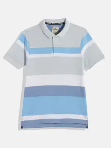 WROGN YOUTH Boys Multi Stripes Polo Collar Knitted Slim Fit T-shirt