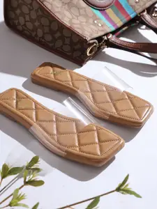 GNIST Quilted Open Toe Flats