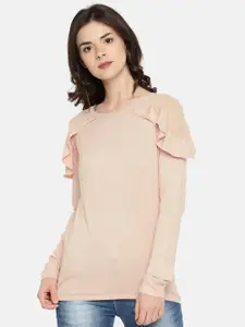 ONLY Women Peach-Coloured Solid Pullover