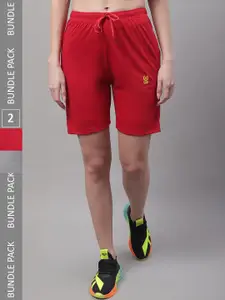 VIMAL JONNEY Women Pack Of 2 Mid-Rise Cotton Sports Shorts