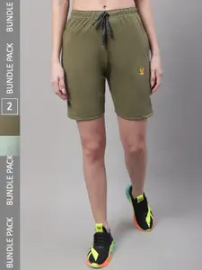 VIMAL JONNEY Women Pack Of 2 Mid Rise Sports Cotton Shorts