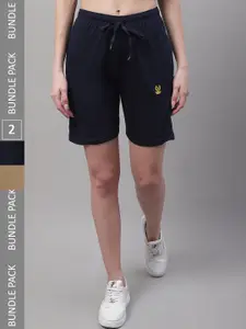 VIMAL JONNEY Women Pack Of 2 Cotton Sports Shorts
