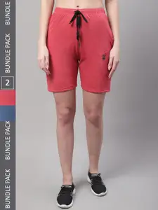 VIMAL JONNEY Women Pack Of 2 Mid Rise Cotton Sports Shorts